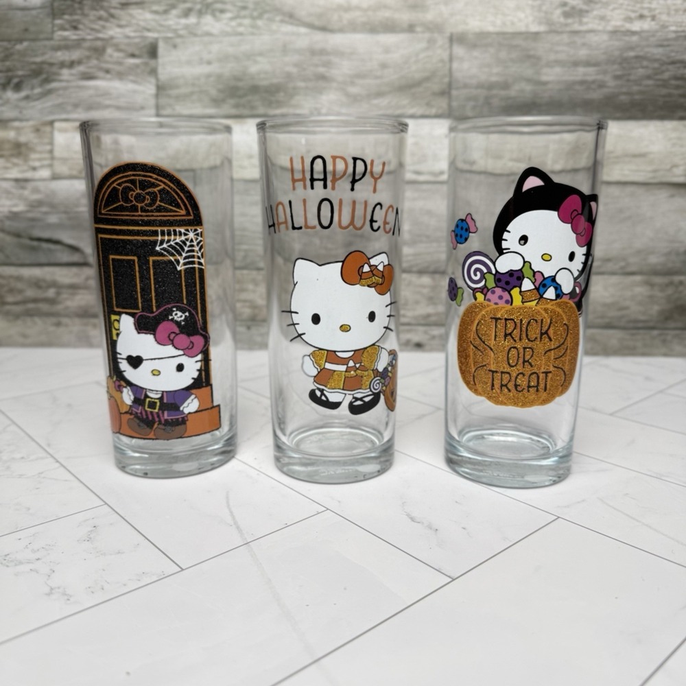 Sanrio Hello Kitty Halloween Glassware Set Of 3 - Limited Edition 10 oz